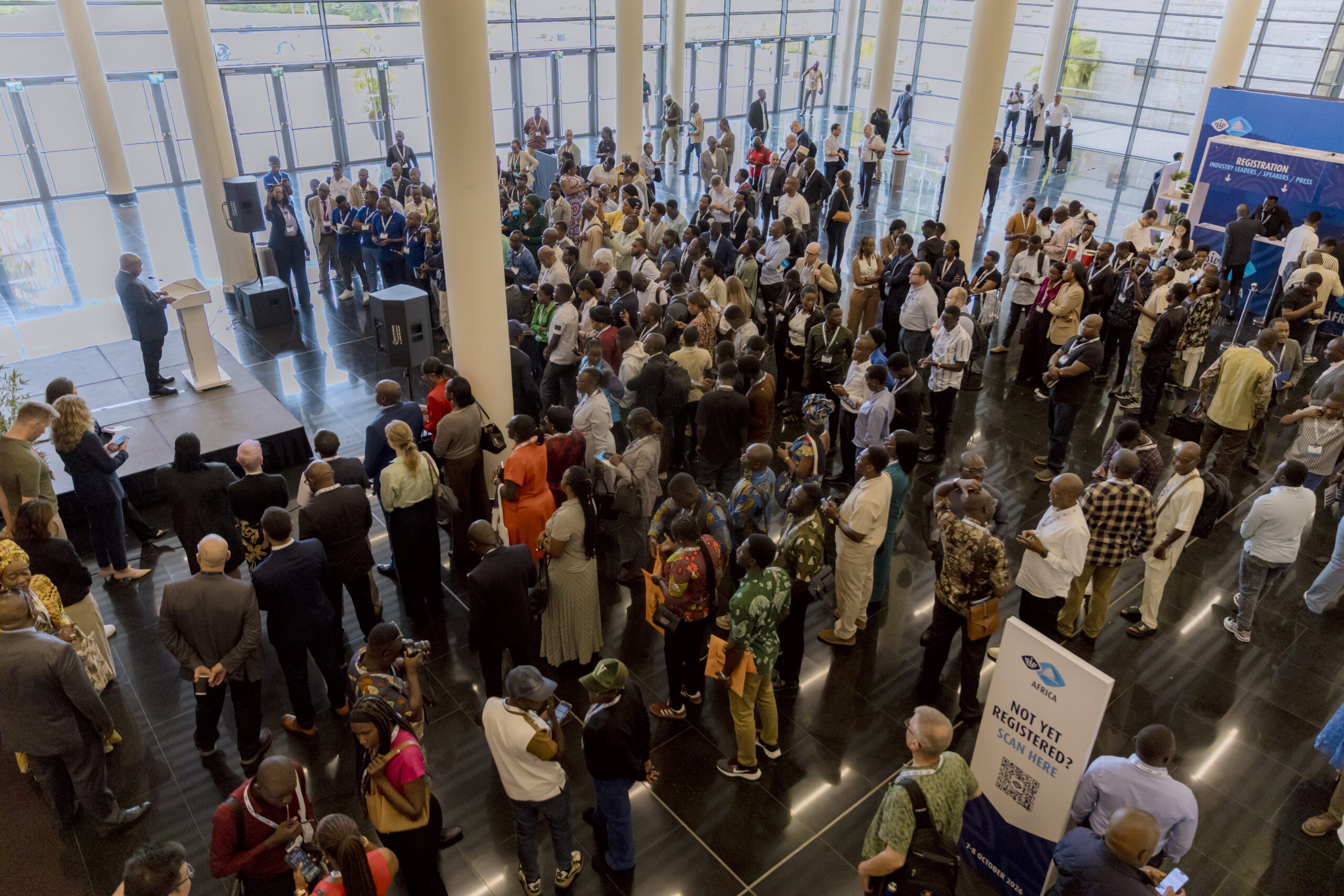 Large crowd of visitors and industry professionals attending the VIV Africa 2026 opening ceremony at the Kigali Convention Centre in Rwanda.